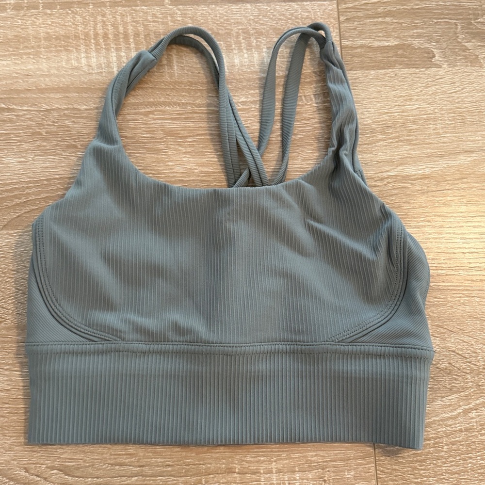 Gray Ribbed Sports Bra